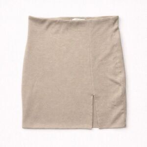 Better Be Ribbed Mini Skirt Women’s Size M Beige Stretch NWT